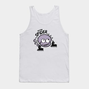 Comic, funny, ugly, poisonous, purple spider, with skates, skating madly Tank Top